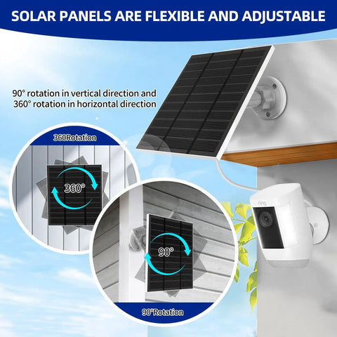 Outdoor Camera Solar Panel Charger 5W 5V With USB C And Plug For Spotlight Cam Plus And Stick Up Cam Pro Waterproof IP65