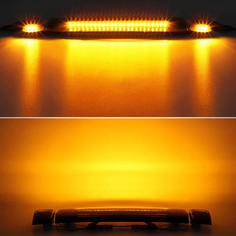 Smoked Lens Amber Cab Marker Lights 3 Pack for Silverado and Sierra 1500 2500 3500 2015 to 2019 with 30 LED Chips glowing orange