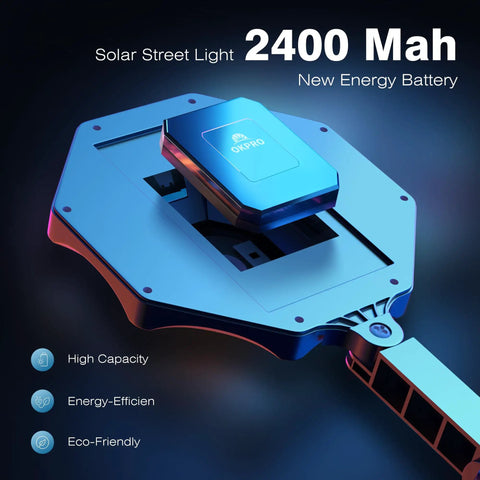 Close-up of 2400mAh battery for Eight Sided Solar Outdoor Lights With Motion Sensor, 168 LED 6500K Dusk To Dawn Flood Light, IP66 Waterproof