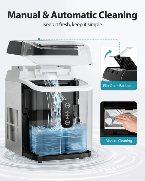 Nugget Ice Maker Countertop 42 Lbs Per Day With 1.5L Water Tank Rapid Ice Release in 6 Minutes Self Cleaning Pebble Ice Maker interior view