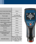 The Real Deal Digital Wall Scanner And Floor Detection Tool with display showing measurement specs and detection depth details.
