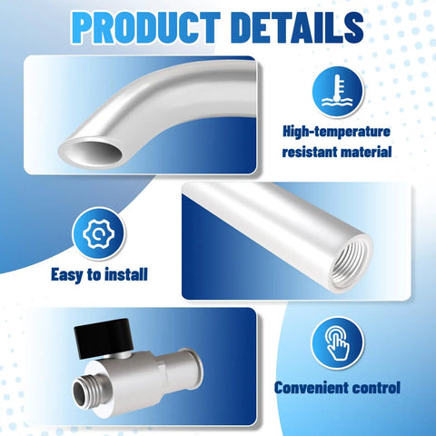 Complete Stainless Steel Drain Valve Kit details, showing high-temperature resistant materials and easy installation features.