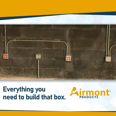 Installed All In One 4x4 Metal Outlet Box Kit With Two Tamper Resistant 20 Amp Duplex Receptacles on concrete wall