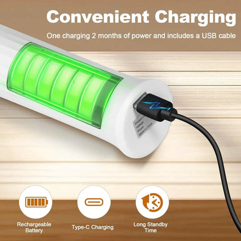 Convenient charging illustration for rechargeable handheld milk frother with USB-C recharge and long standby time