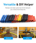 Heat Shrink Tubing Kit 2 To 1 Shrink Ratio 45mm Cable Sleeve Flame Retardant Polyolefin 560 Pieces In 5 Colors And 12 Sizes