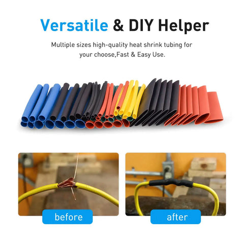 Heat Shrink Tubing Kit 2 To 1 Shrink Ratio 45mm Cable Sleeve Flame Retardant Polyolefin 560 Pieces In 5 Colors And 12 Sizes