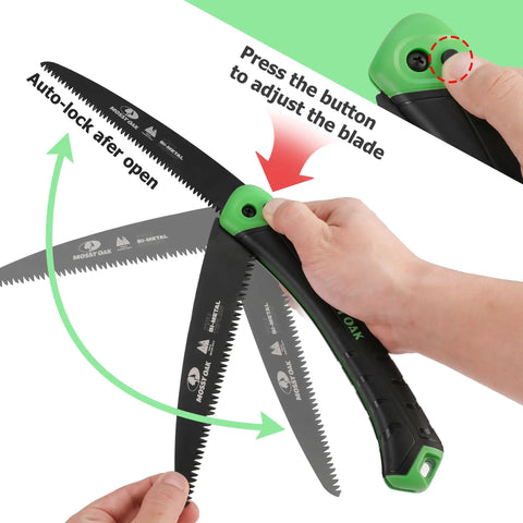 Folding Saw 7 Inch Hand Saw With Pouch D6A M2 Bimetal Blade Pruning and Camping Saw for Tree Wood and Limb Cutting Teflon Coated Blade