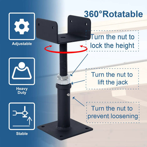 Heavy Duty U Shaped Floor Jacks 4 Pack Adjustable Steel Teleposts showing adjustable screw mechanism and locking nut design.