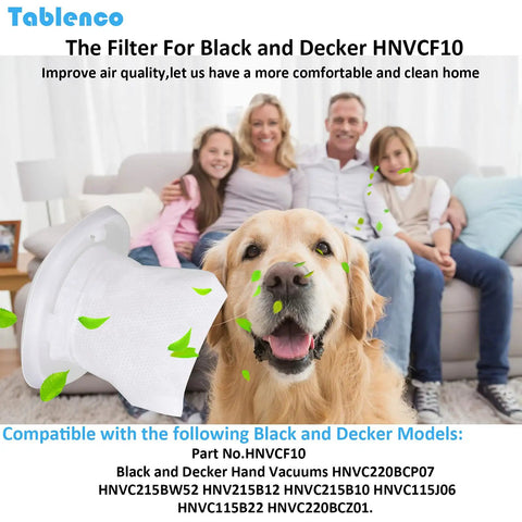 Replacement Filters For Black And Decker Dustbuster Hand Vacuums HNVCF10 6 Pack with family and dog in background