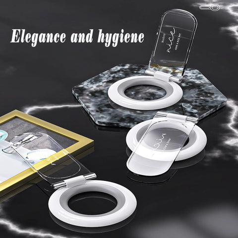 Touch Free Toilet Lid Lifter Two Pack White Hygienic Toilet Seat Handle Lift displayed on marble surface