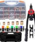 Rivet Nut Gun Kit 1510 Pcs Hand Rivet Nut Tool And Set With 6 Mandrels For M3 M4 M5 M6 M8 M10 displayed with storage case
