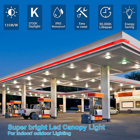 150W LED Canopy Light Fixture Ultra Bright 19500 Lumens 5700K Daylight Waterproof IP65 Outdoor Shop Light in gas station