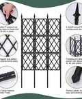 5.25 Foot Black Metal Garden Trellis Fence For Climbing Plants Outdoor Lattice Wall Frame DIY Friendly in grid pattern with features