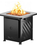 Powerful 52,000 BTU Outdoor Propane Fire Pit Table For Patio And Backyard With Easy Hook Lid Mesh Pocket And Lava Rocks CSA Certified Black