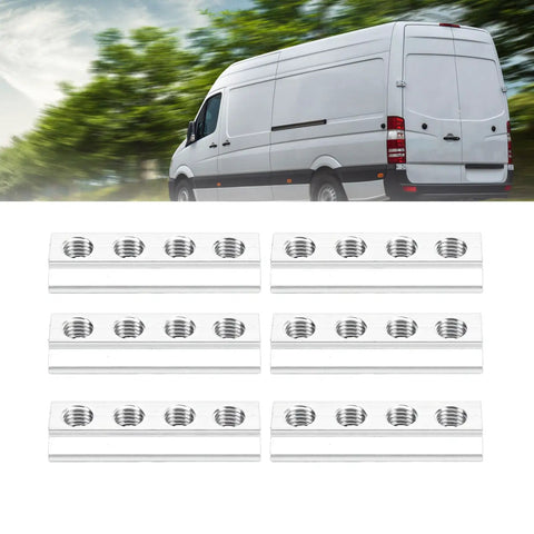 Heavy Duty Truck Bed T Slot Nuts 8mm Tie Down Hardware Easy Slide Into L Track Ratchet Strap Anchors set of 6 metal pieces.