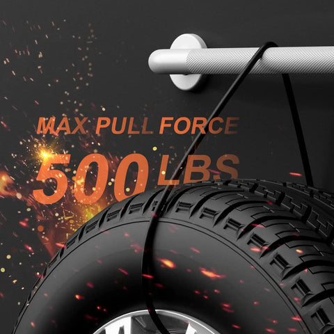 Two Pack 36 Inch White Shower Grab Bars With Anti Slip Knurled Grip showcasing 500 lbs max pull force with tire illustration.