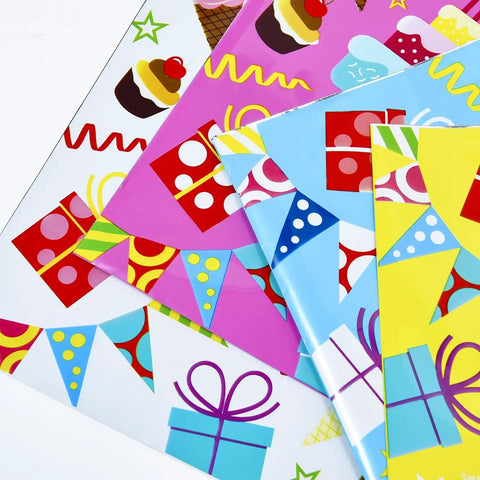 Birthday Party Favor Bags With Handles 32 Pack Goodie Bags 9.8 x 6.7 Inches Colorful Pink Blue Yellow White Gift Bags