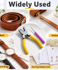 Two Pack 2mm Hole Punch Leather Pliers Set for shoes, straps, and crafts with belts, wallets, watch straps, and earrings.