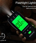 Pin Type Wood Moisture Meter With Hold Function 12mm Probes Big Backlit LCD Screen And Three Color LED Bar Graph For Easy Accurate Wood Moisture Readouts Ideal For DIY Carpentry And Home Renovation Projects, with backlit display