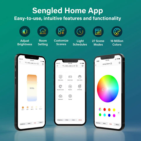 Ambient TV Backlight Kit With Camera For 50 To 60 Inch TVs Smart RGB LED Light Strip With Sync Color WiFi Control Works With Alexa And Google Assistant App Control Offline Mode