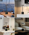 Cordless Table Lamp Set of 2 with 4000mAh Rechargeable Battery Wireless LED Lamps in outdoor, bathroom, kitchen, and living room settings