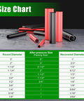 Three Quarters Inch Heat Shrink Tubing Roll Set, 8 Ft Total Length, Marine Grade Adhesive Lined Dual Wall size chart with red and black tubes