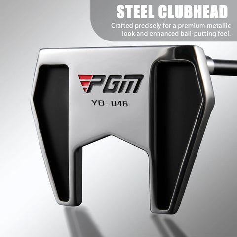 Standing Putter For Men 34 Inch With Low Center Of Gravity And High Forgiveness showing steel clubhead and alignment aid