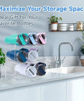 Stackable Water Bottle Organizer For 40 Oz Tumblers With Five Point Five Nine Inch Grid Spacing on kitchen counter
