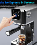Top Shelf Touchscreen Espresso Machine For Home, Zero Sweat Cold Brew Coffee Maker with a bright color panel brewing iced espresso.