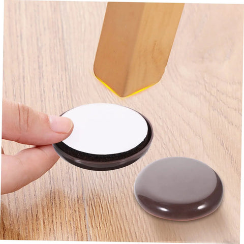Round self adhesive glide pads for furniture with adhesive backing and smooth surface to move heavy couches like butter.