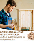 Woodworking scene featuring Top Shelf 80 Piece Wood Pocket Hole Plugs In 4 Assorted Sizes for furniture repairs.