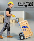 Heavy Duty Aluminum Hand Truck Dolly With 500 Lbs Capacity, Beefed Up Alloy Hand Cart For Moving Boxes And Equipment, Rugged Rust Resistant Design For Worksites, used with crate