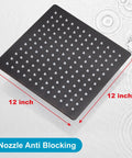 12 Inch Rain Shower Head Large Square Waterfall Showerhead With High Pressure Stainless Steel Finish, showing full nozzle design