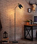 Tall 65 Inch Modern Industrial Floor Lamp With Black And Gold Copper Accents, 360 Degree Adjustable Lampshade, home office