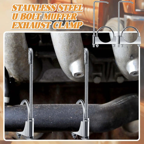 2.5 Inch Universal Exhaust Clamp With Hanger, Heavy Duty Muffler Hanger Kit For Cars And Trucks, Galvanized Steel Clamp Ensures Tight Fit