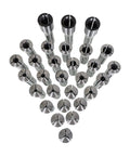 Steel Collet Set for Milling Machines R8 to 1 Inch, 29 Piece Kit with Laser Etched Sizes arranged in fan shape