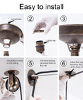 Installation steps for Industrial Pulley Pendant Light With Plug In E26 Socket Vintage Hanging Lamp 16.4 Ft Cord Aged Bronze