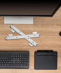 Two Pack Ball Bearing Drawer Slides For Keyboard Tray Under Desk Mount, Heavy Duty Cold Rolled Steel Construction, shown with keyboard tray