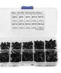 300 Piece High Strength M3 Black Button Head Hex Socket Screws And Nuts Kit For Industrial Use Heavy Duty 10.9 Grade Fasteners For Home Appliance Repair And Machinery Projects. Assorted M3 black screws and nuts in labeled plastic case