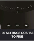 Hella Precise Automatic Coffee Grinder With Built In Scale And Thirty Nine Custom Settings For Bang Perfect Home Brews Solid Daily Ritual With Fourteen Oz Bean Hopper Sleek Black Design showing control panel with nine buttons and scale.