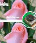 4K 8MP IMX219 Autofocus USB Camera Module with Built In Microphone for ultra clear close-up focus shown with pink roses