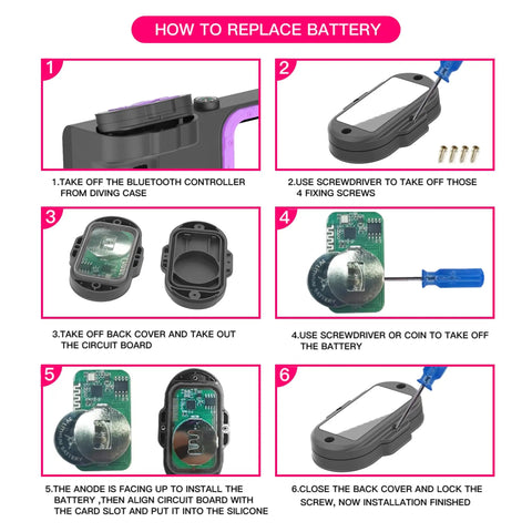 Step-by-step guide to battery replacement for Third Gen Waterproof Diving Phone Case With Bluetooth 50 Feet Depth