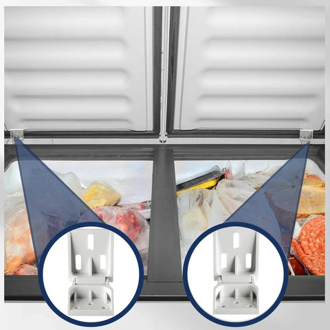 Two Pack Universal Freezer Hinges For Chest Freezers And Refrigerators, 3 Hole Counterbalance Friction Folding Door Hinges installed view