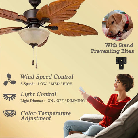 Direct Replacement Ceiling Fan Remote Control Kit With 3 Speeds, Light Dimmer And Color Temperature Control, Universal Compatibility