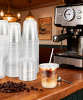 Clear 12 Oz Cups With Lids And Straws 50 Pack For Iced Coffee Smoothies Milkshakes Juices To Go Durable BPA Free PET Plastic