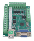 Close-up of 5 Axis CNC Control Board USB Motion Controller With Optical Isolation, showing connectors and circuitry.