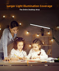LED Desk Lamp With Clamp And Base Two In One Desk Light With 50.7 Inch Adjustable Swing Arm illuminates children reading.