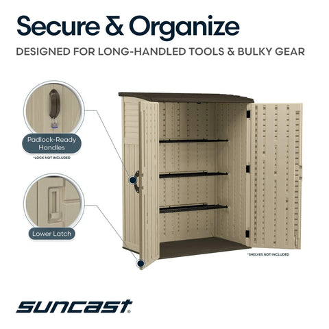 Padlock Ready Outdoor Storage Shed Backyard Ready Water Resistant Resin Cabinet For Patio And Garden Gear Cushions And Tools
