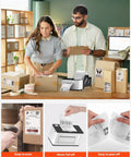 People using 4x6 Thermal Direct Shipping Labels For Fast, Easy Packing, 500 Labels Per Roll, Pro Grade, with thermal printer.