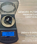 Durable Jewelers Carat Mini Scale With 0.005 Ct Readability And 250 Ct Capacity, clear black finish with large LCD display